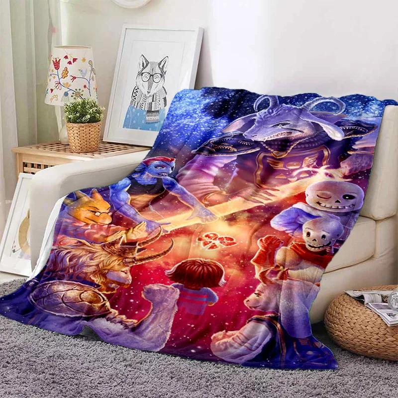 Funny U-Undertale Sans 3D Print Blanket Super Soft Warm Fleece Throw Blanket for Underground Legend Game Sofa Bed