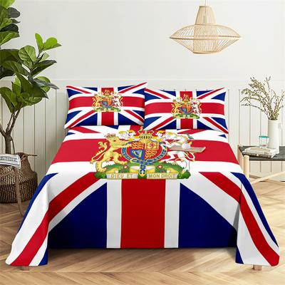 Buntes Bettlaken im jungen Stil Modedruck Polyester Queen King Bett Flaches Laken mit Kissenbezug Druck Bettwäscheset Bettlaken