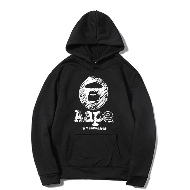 Europe Style A1APE Fleece-Lined Hooded Sweatshirt: Thank You Print