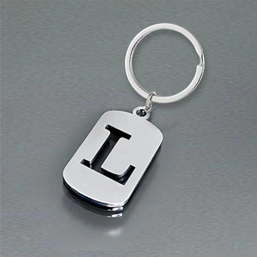 Stainless Steel 26 English Letters Keychain - Stylish Alphabet Pendant for Backpack or Car