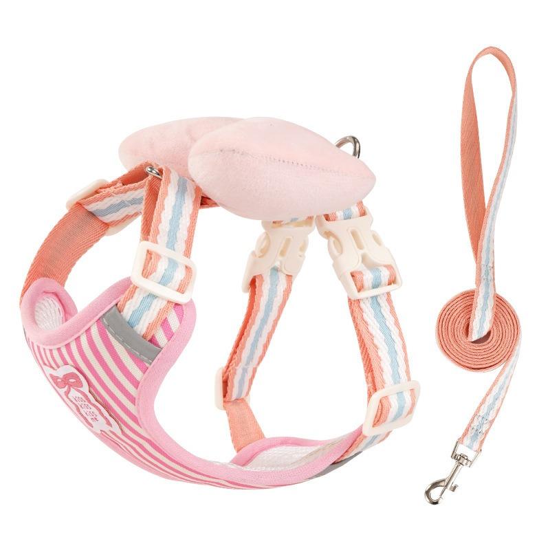 Pet Dog Walking Leash with Bow Knot Seasonal Suitable for Small Dogs No Pulling and Anti-Snapping Pet Gardening s розовый