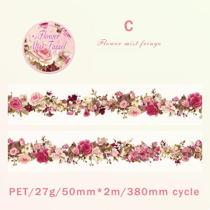 50mm*2m PET Flowers Tapes Sunflower Rose DIY Scrapbooking Art Collage Photo Album Waterproof Tapes Creative Stationery