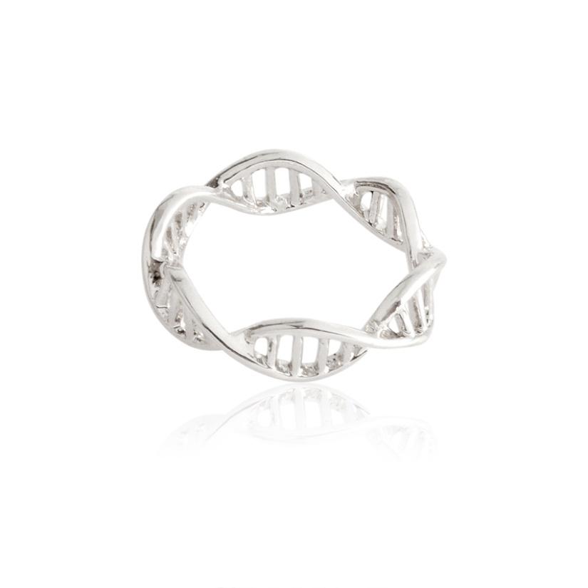 Minimalistischer DNA-Ring für Frauen, Wissenschaft, Chemie, Biologie, Molekül-Helix-Ringe, Gold, Silber, modischer Arztschmuck