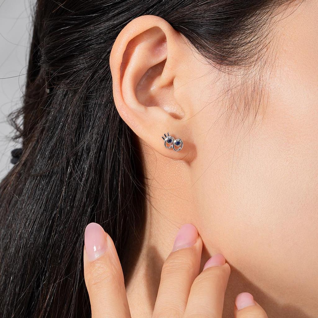 MODIAN 925 Sterlingsilber Niedliche Kleine Blaue Augen Und Pfeil Ohrstecker Asymmetrie Ohrringe für Frauen Geburtstags Schmuck Geschenk