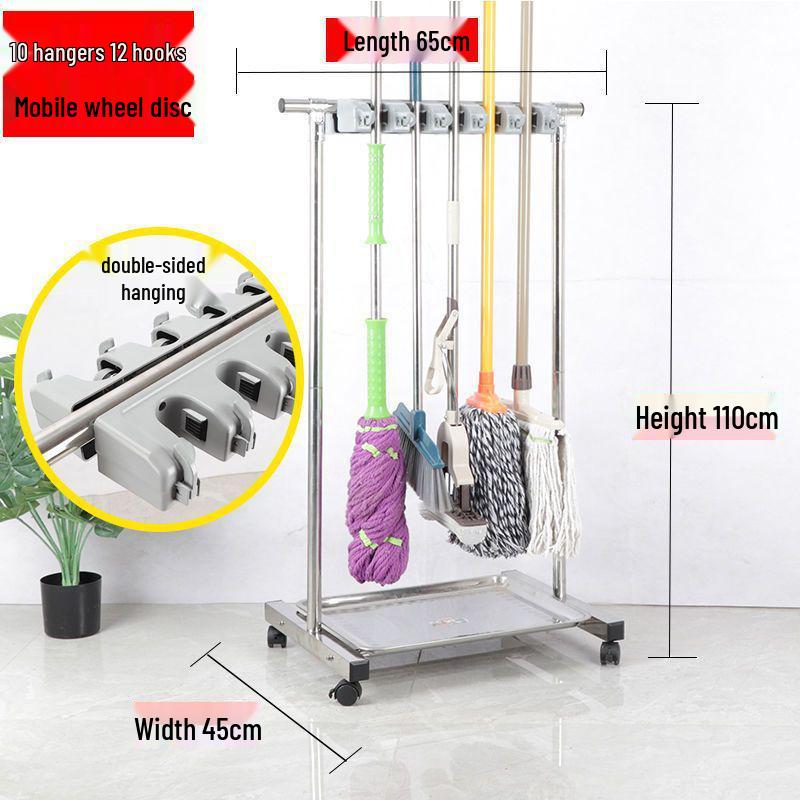 Κινητή Βάση Σφουγγαρίστρας & Οργανωτής Εργαλείων Καθαρισμού από Ανοξείδωτο Ατσάλι