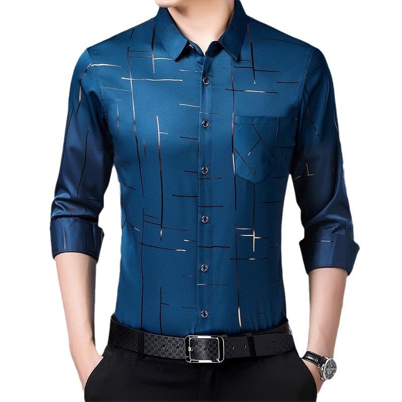 Men's Striped Long-Sleeve Shirt: Casual and Stylish for Spring and Autumn
