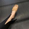 Fashion 2024 New Design Comfortable Fashion Square Head Chunky High Heels Single Shoes Elegant Slip On Women Flat Soft Sole Slippers