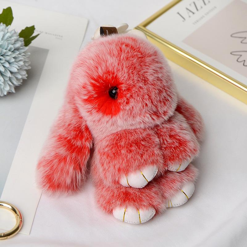 13CM Mini Frost Rabbit Women Cute Plush Fur Pompom Bunny Key Chains On Bags Car Trinket Wedding Party Toys Gift Bag Charm