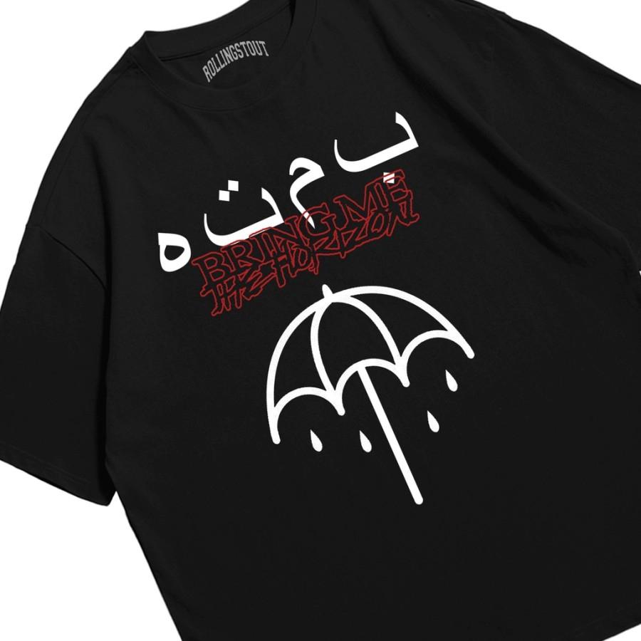 BMTH Arabic Black Kaos Band Parody Cotton T Shirt Men and Women Shirt Summer Short Sleeve