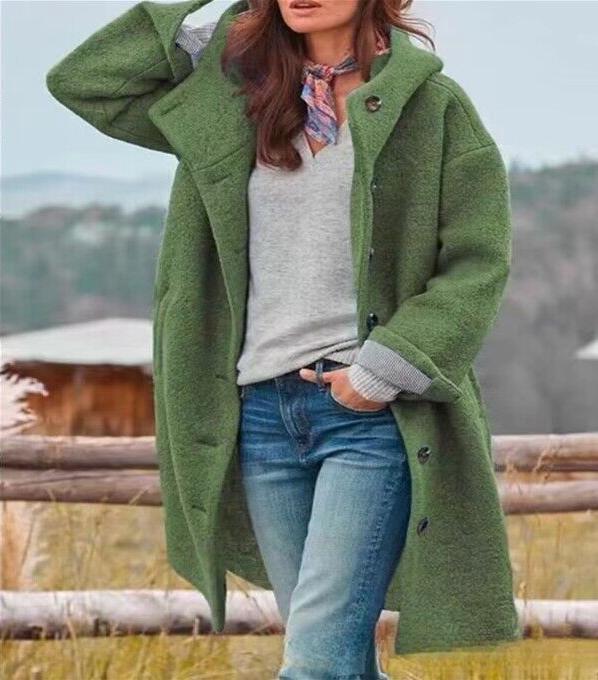 Women's Mid-Length Hooded Autumn Coat - Single-Breasted, Multi-Color & Multi-Size Casual Style (2026)