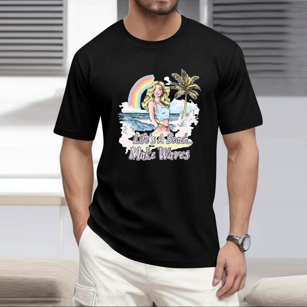 Men's Stand Collar Short Sleeve Shirt Loose Leisure Holiday Shirt Man