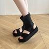 Thick-soled Roman cool boots 2025 new small summer fashion open-toed thin boots hollow short boots super soft height increase