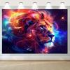 VIKAMA Cyber Starry Sky Lion Tapestry Colorful Animal Art Esports Room Bar Room Decoration Home Decoration