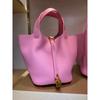 Mini Borsa a Secchiello in Vera Pelle Togo da Donna Borsa a Mano Morbida Strutturata In Vari Colori