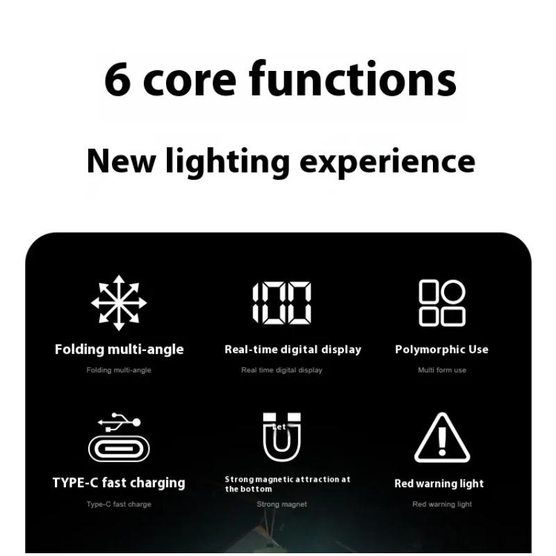 Folding Outdoor Camping Light Portable Rechargeable Hanging Tent Hanging Lantern with Battery Display Emergency Car Outdoor Lamp