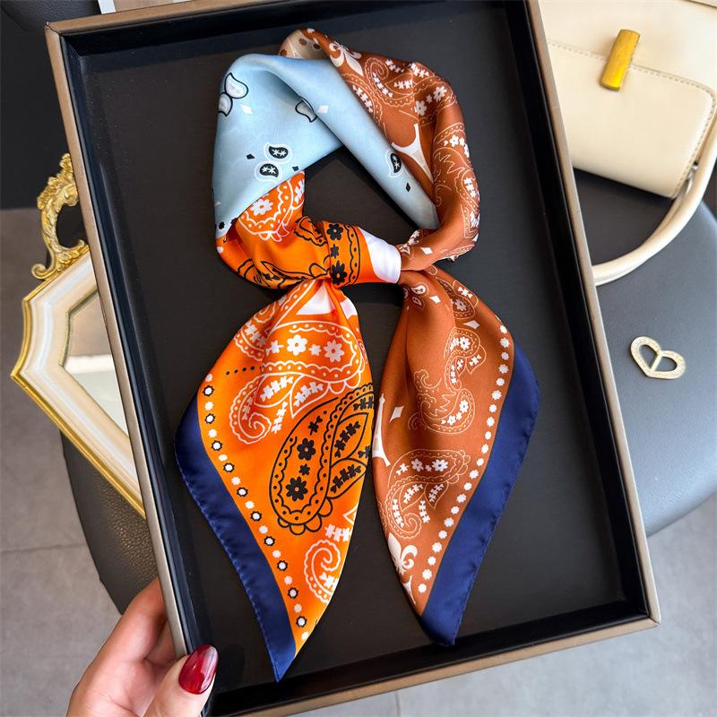 Luxury Cashew Print Female Neck Scarf Soft Satin Women Square Hair Scarves Foulard Head Band Shawls Wraps Neckerchief Bandana