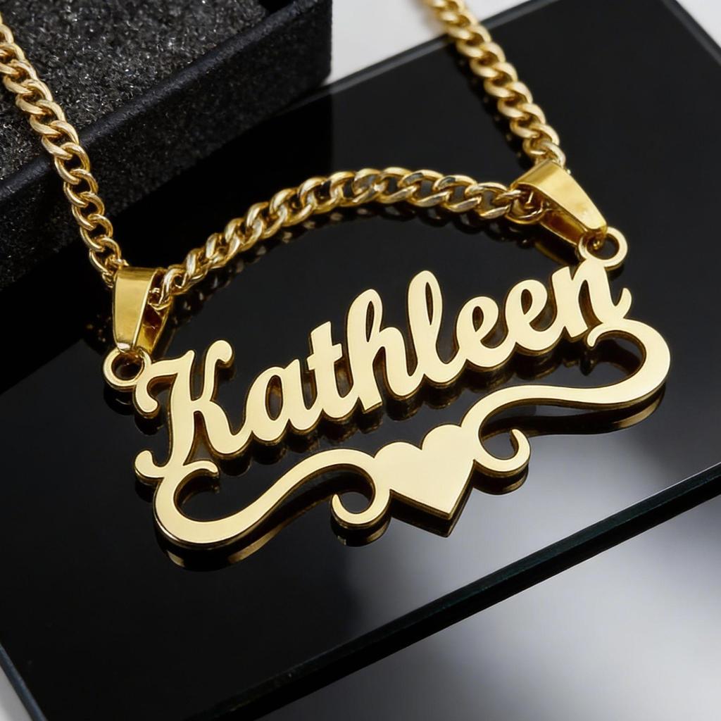 18K Gold & Stainless Steel Custom Name Pendant Necklace