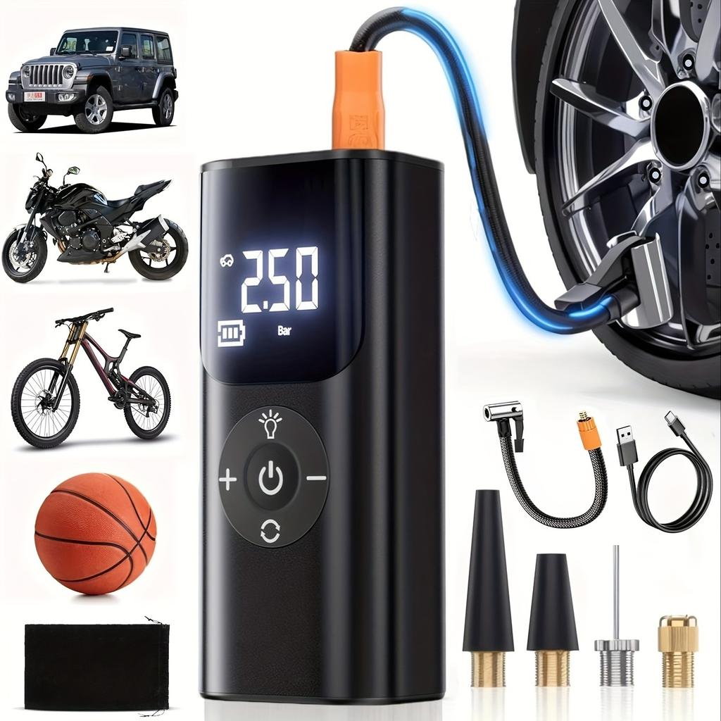 Portable Car Air Pump Electric Tire Inflator Air Compressor Intelligent Digital Tire Inflator For Car Motorcycle Bicycle Ball
