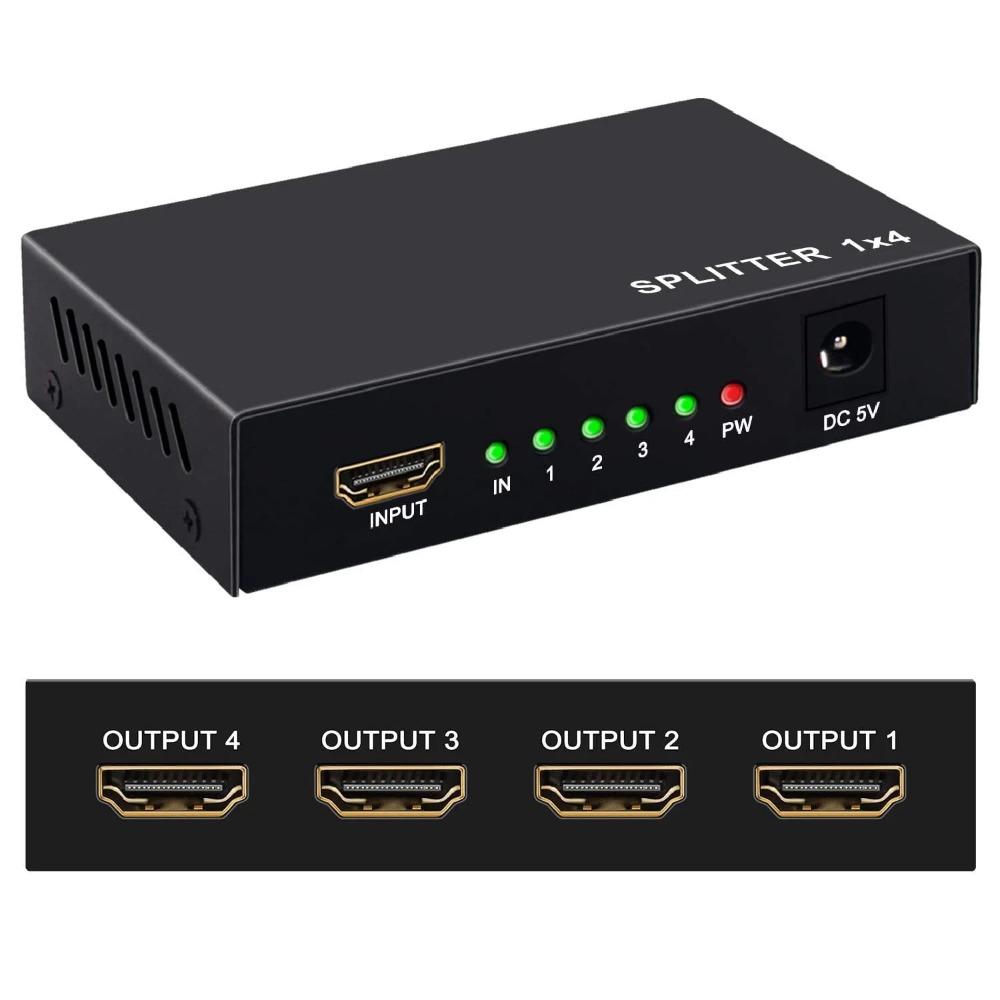 Splitter 1 In 4 Out -4K Hdmi Splitter 1x4 Ports V1.4 Powered 4K/2K Full Ultra HD 1080p US Adapter 3D Support