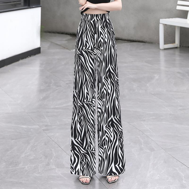 2025 Women's High-Waisted Ice Silk Wide-Leg Pants - Summer Style with Drape Design