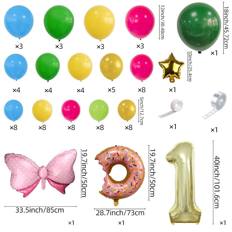 Children's Year Old Digital Column Balloon Set Birthday Photo Scene Arrangement Donut Baby Shower