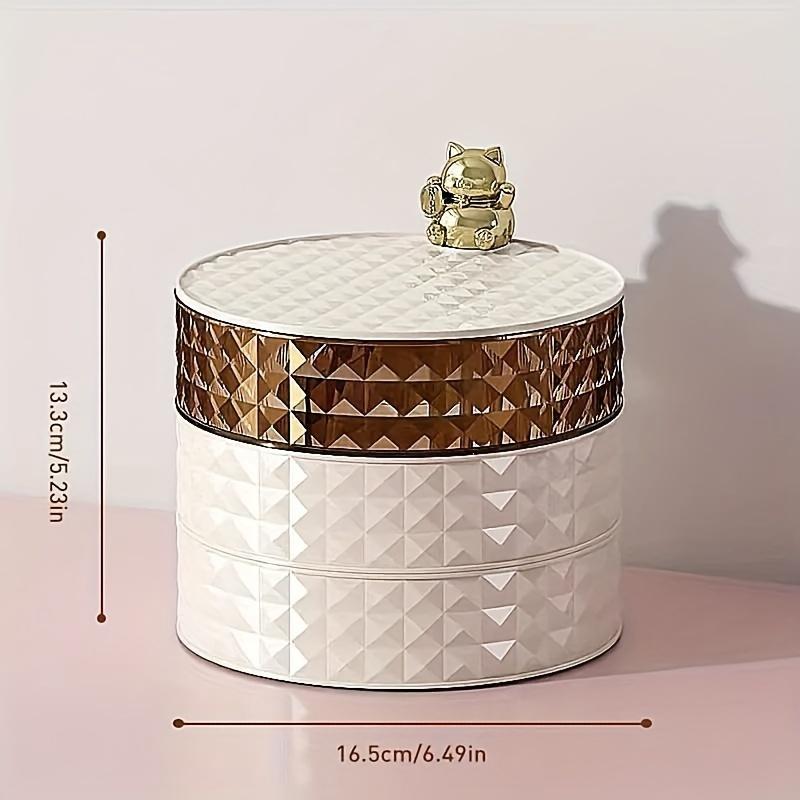 1 шт. Поднос для закусок с крышкой, вращающаяся фруктовая ваза Lucky Cat, разделенный ящик для хранения еды, органайзер для хранения конфет, орехов, сухофруктов 3 Layers
