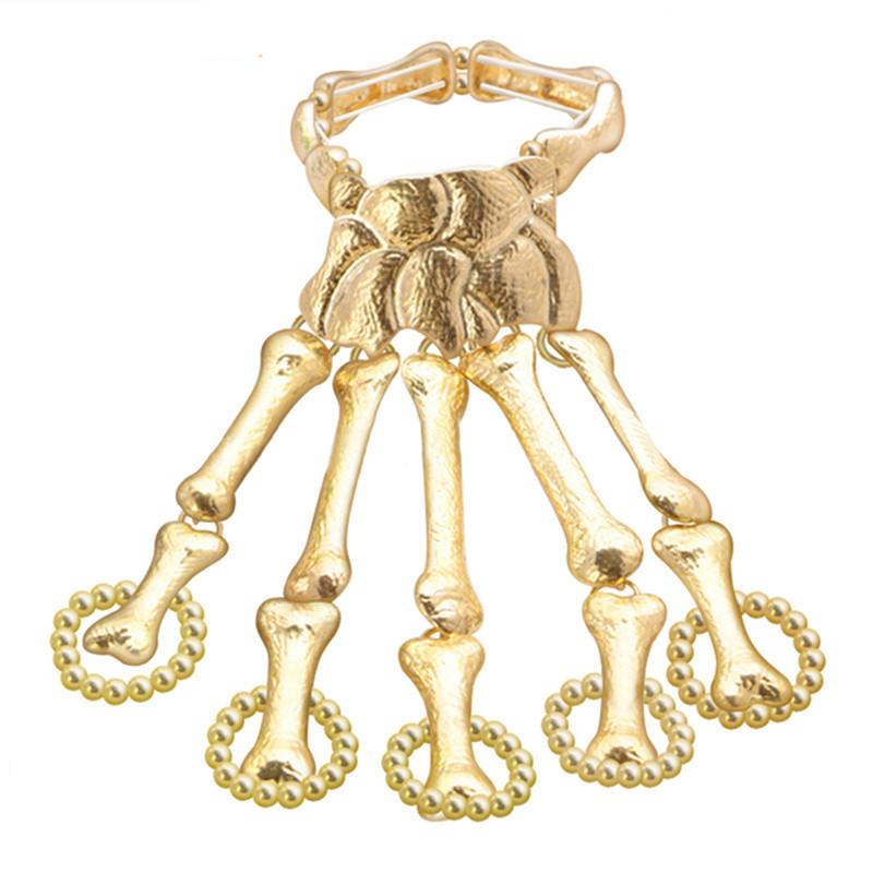 Halloween Ornaments Stretch Bracelets Punk Exaggerated Skull Fingers Bones Jointed Fingers Bracelets Women'S Jewelry