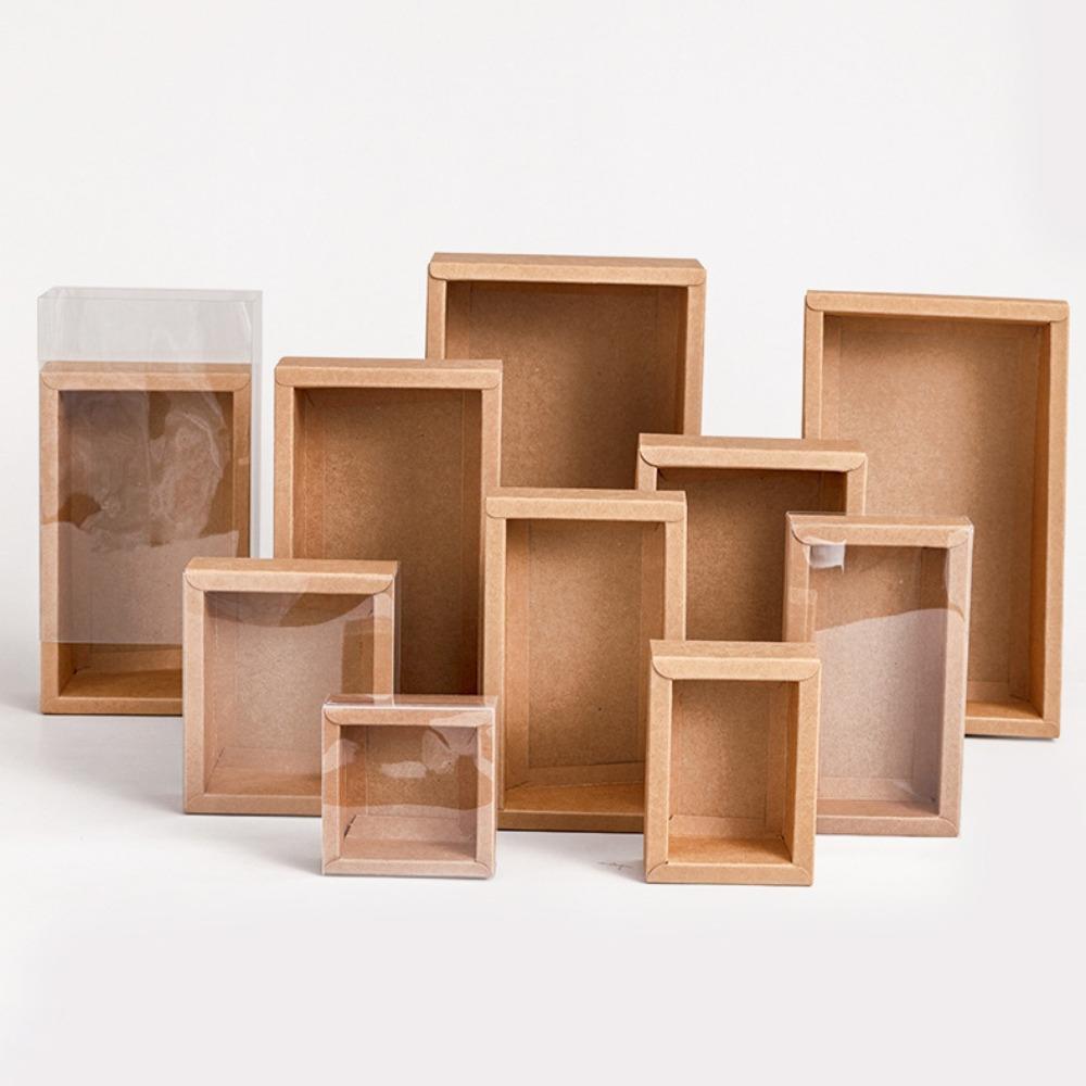 

10PCS/SET Clear Window Kraft Gift Box Hardcore Reusable Gift Packaging Box Foldable DIY Drawer Gift Box Holiday Gifting View Details коричневый