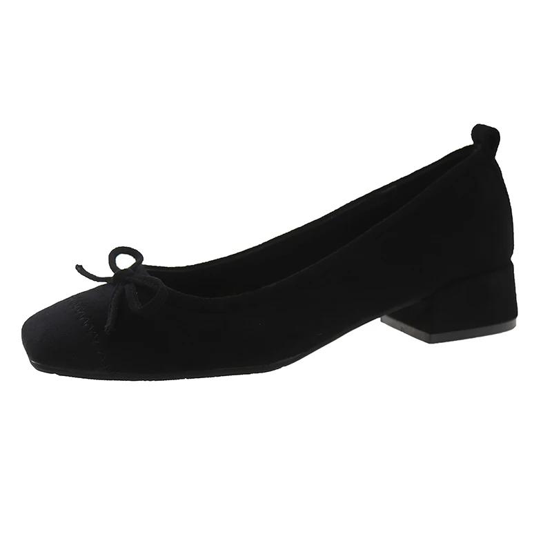 Fashion New Design Fashionable Square Heels Bowknot Comfortable Versatile Wear-resistant Leopard Print Shoes Low Heels Pumps Zapatos