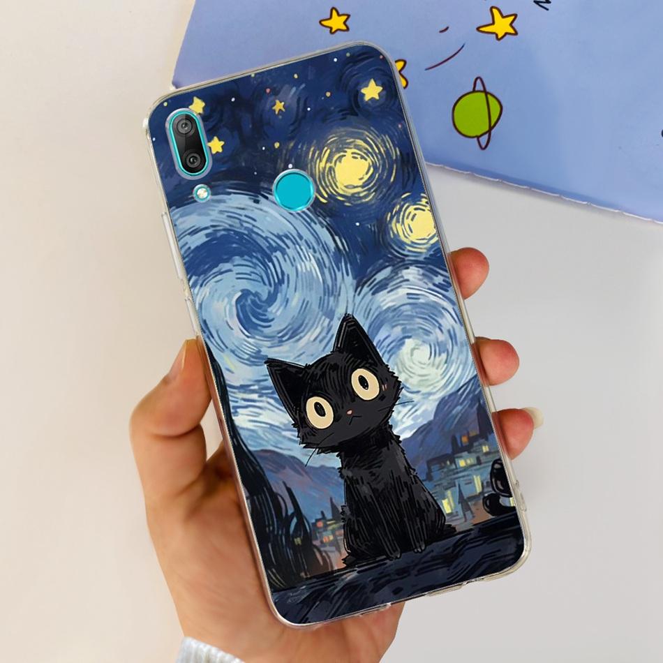 For Huawei Y7 2019 Phone Case Huawei Y7 Prime Pro (2019) DUB-LX1 LX2 LX3 Cute Panda Flower Pattern Soft Silicone TPU Cases
