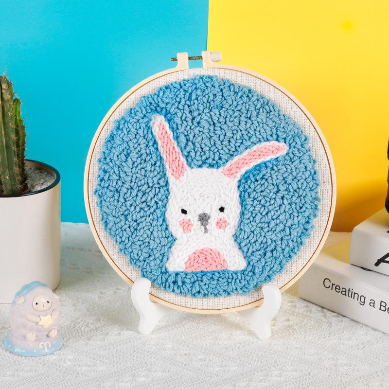 Russian DIY Punch Needle Embroidery Kit: Includes Yarn, Needle, Latch Hook, & Hoop for Knitting & Ornament Crafting