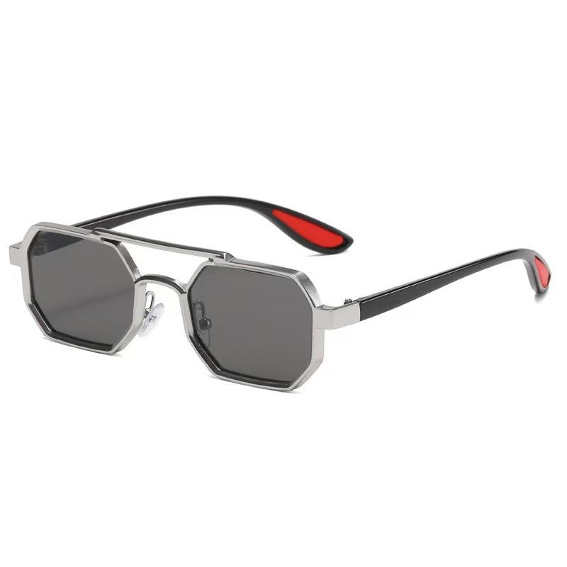 Metal Double Bridge Sunglasses Anti Blue Light Polarized Sunglasses Driving Sunglasses Comfortable Square Frame Eyewear серебряный