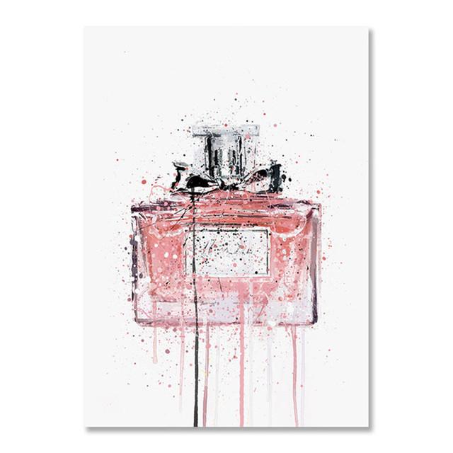 Abstract Graffiti Perfume Bottle Watercolor Style Canvas Painting Wall Art Picture Posters and Prints for Living Room Home Decor No Frame