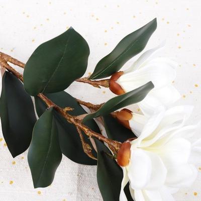Large Artificial Magnolia Flower Handmade Real Touch Faux Magnolia Branch Realistic EVA Fake Silk Flower Table Decoration