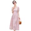 Korean Style Embroidered Lace Dress - Waist-Hugging, Breathable Summer Fashion