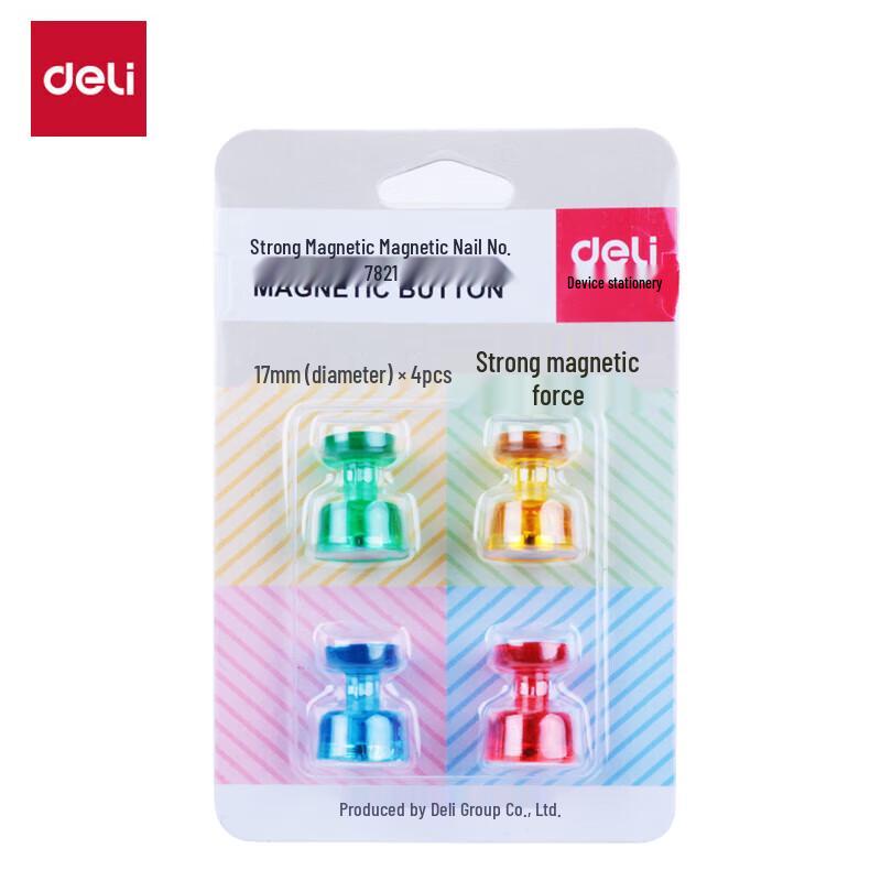 Deli 7821 17mm Strong Magnetic Push Pins (4-Pack)