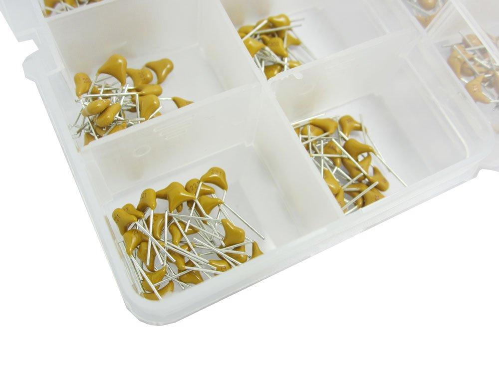 WINGONEER 600pcs Multilayer Monolithic Ceramic Capacitor Assortment Kit, 30 Values 10pF-10uF, 20pcs Each, with Plastic Box