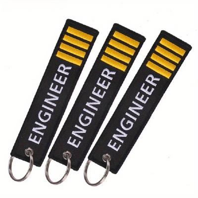 1 Stück Stickerei Ingenieur Schlüsselanhänger Schwarzer Anhänger Rechteckige Schlüsselanhänger Souvenir Schlüsselring