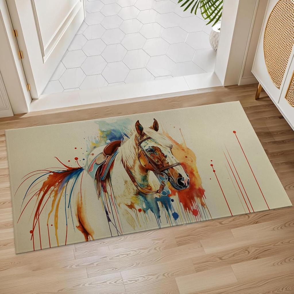 Colorful Nautical Rope Indoor Door Mat, Floor Area Rug for Entryway, Living Room,or Bathroom, Non-Slip Doormat,Vibrant Knotted