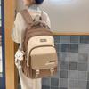 Schoolbag Trendy Versatile Color Matching Backpack Women's Lightweight Simple Large Capacity Junior and High School Student School Bag Short Trip 