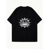 Übergroßes T-Shirt-Kleid Schwarze Lotusblume Mandala-Print Lässige Kleidung Für Frauen Yoga Und Alltagsstil