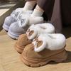 New Mid-top Bow Suede Wool Cotton Shoes Autumn and Winter Velvet Warm Thick-soled Heightening Non-slip Snow Boots