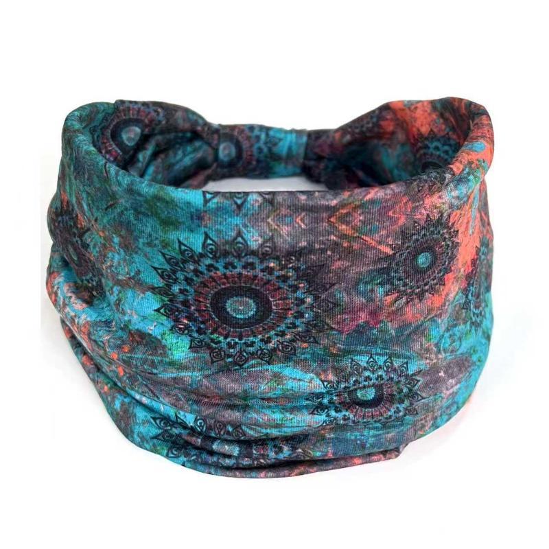 African Tribal Print Wide Headband With Soft Stretchy Fabric For Yoga Workout Running Wear