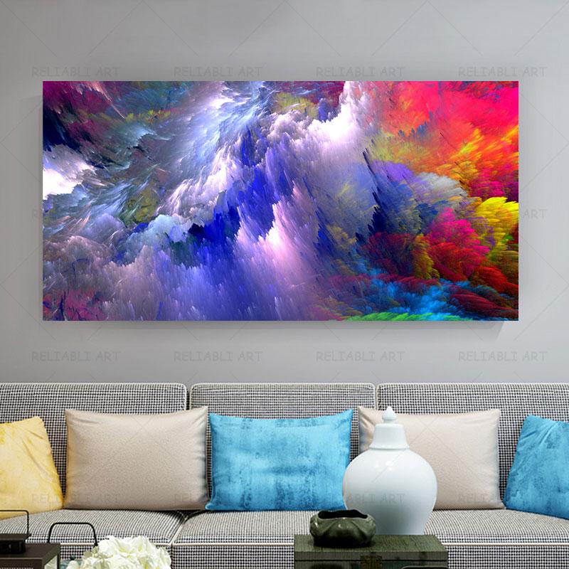 Abstract Cololful Cloud Posters Wall Art Canvas Painting Color Texture Landscape Pictures for Living Room Home Decor Cuadros