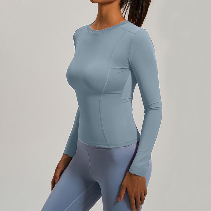 Europe Yoga Wear: Nude Feel Long Sleeve Quick Dry Stretch T-shirt for Fitness, Running, Pilates Medium