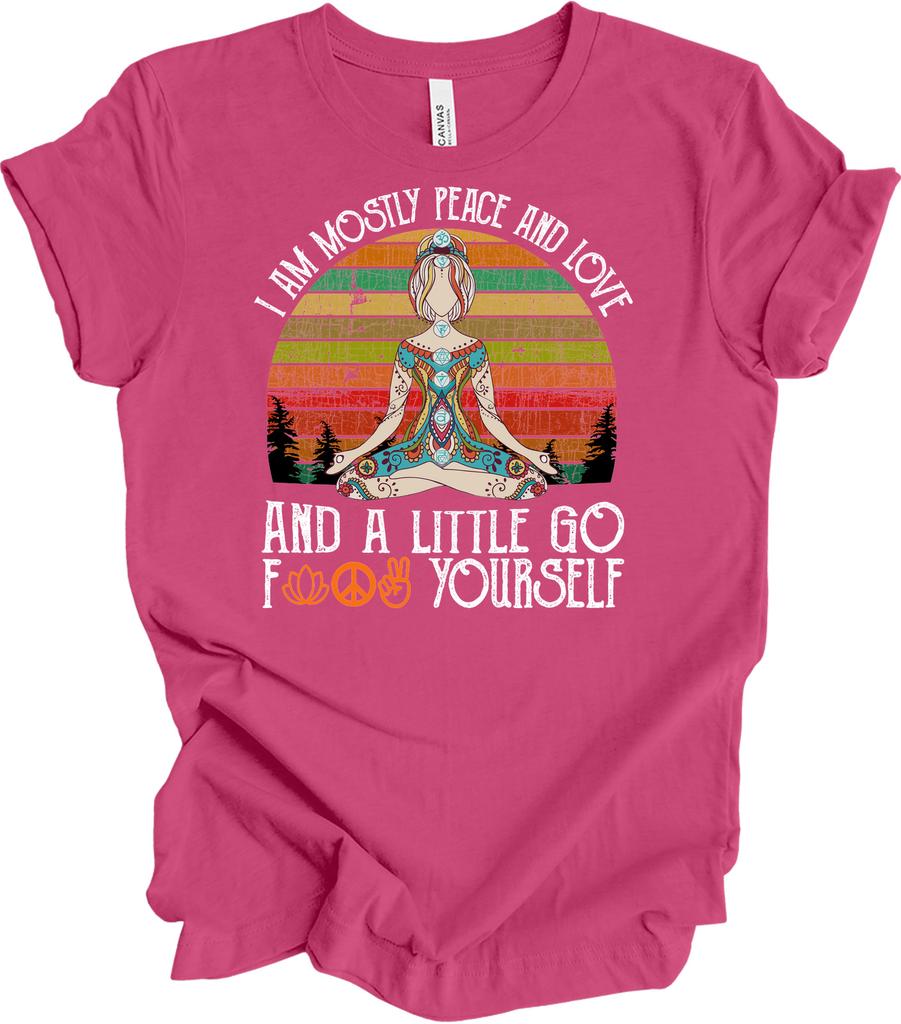 Mostly Peace Love Light Yoga Shirt Funny Meditation Chakra Vintage Sunset Gift