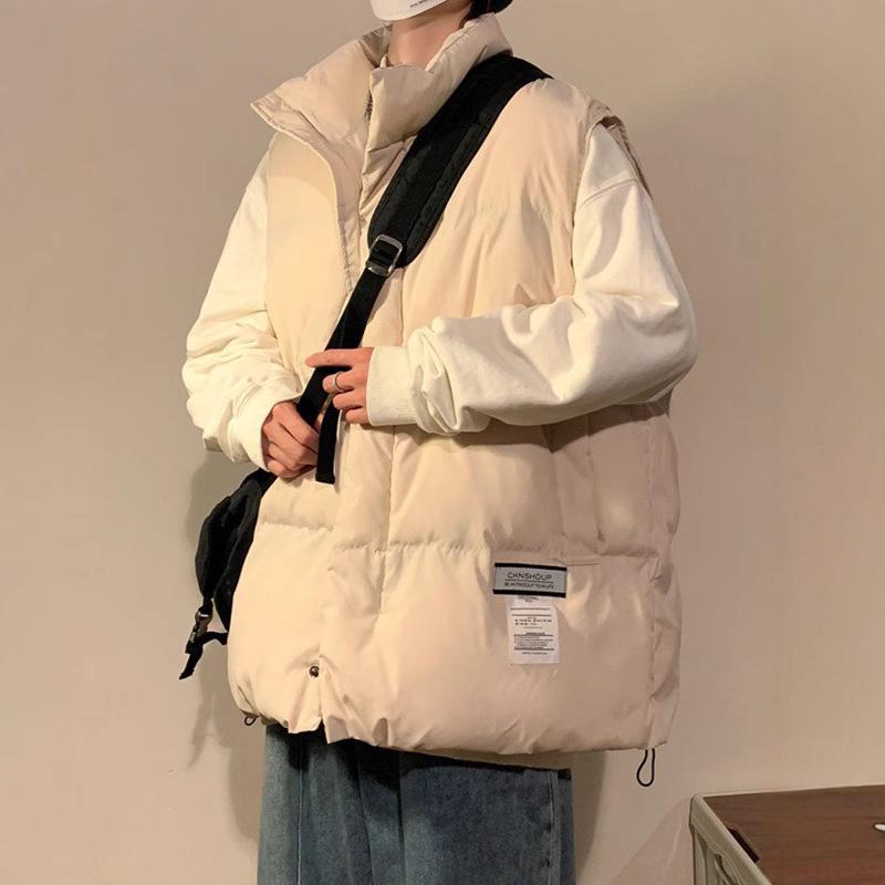 Men's Retro Hip Hop Cotton Down Vest - Warm Autumn/Winter American Style Jacket