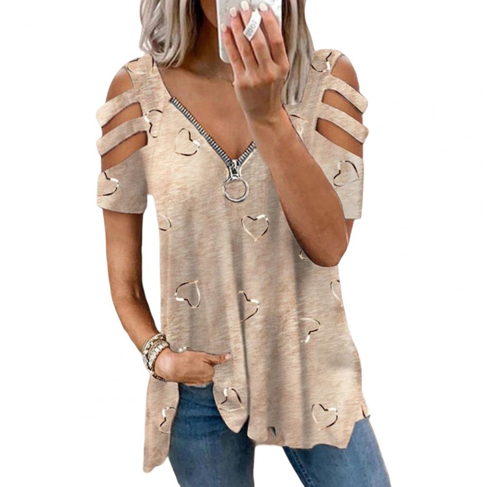 Women Blouse Sexy Breathable Lady Summer T-shirt Soft Summer Blouse Plus Size Lady Summer Top Lady Garment