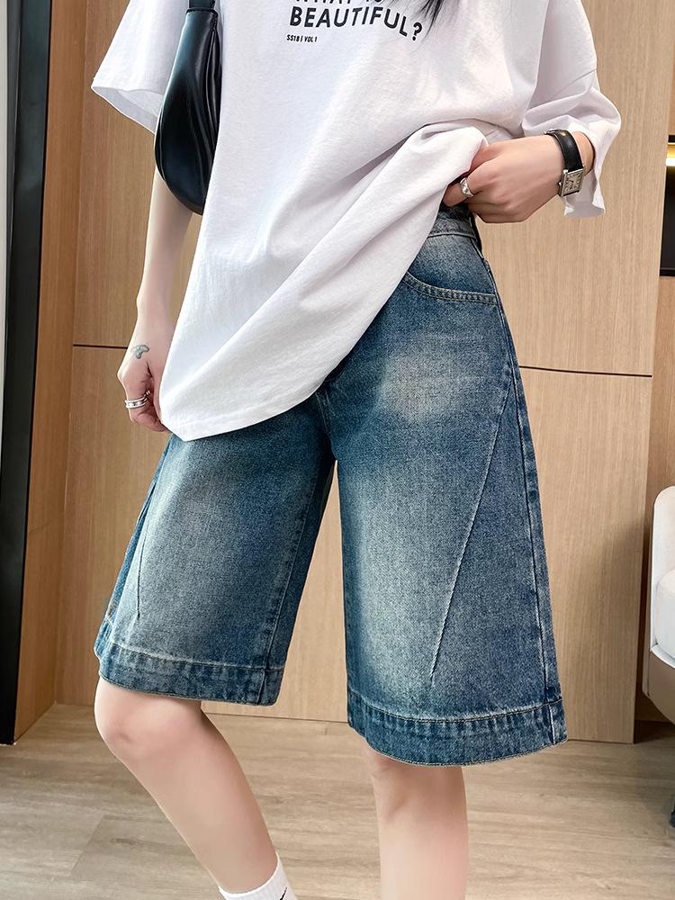 Women's Blue Denim Shorts - 2025 Summer Fashion, Loose & Slimming Design Capris