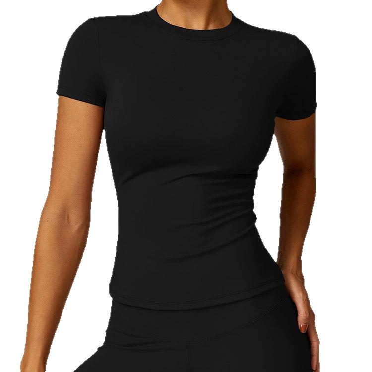 Top de fitness pentru yoga și alergare cu mânecă scurtă pentru femei, cu uscare rapidă